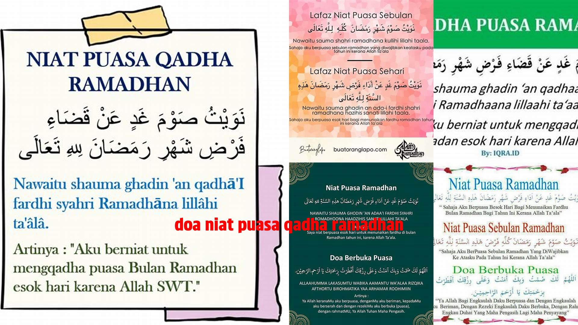 Doa Niat Puasa Qadha Ramadhan