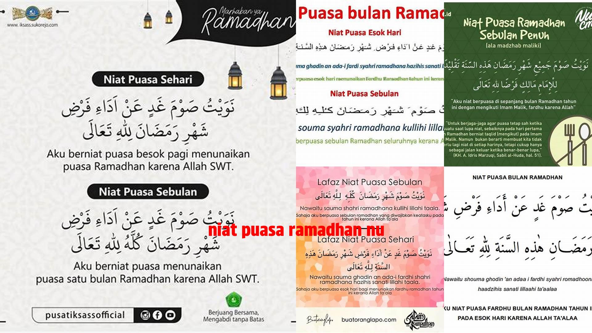 Niat Puasa Ramadhan Nu