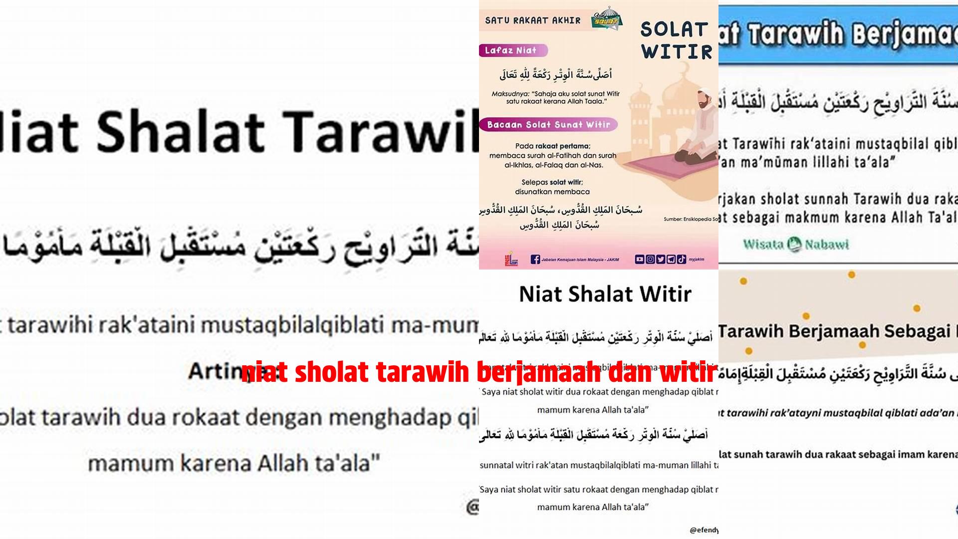 Niat Sholat Tarawih Berjamaah Dan Witir