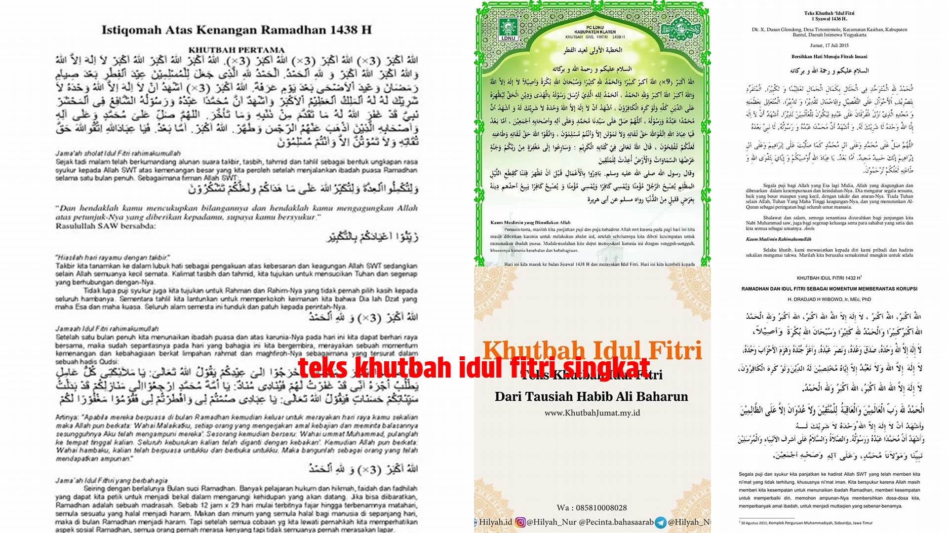 Teks Khutbah Idul Fitri Singkat