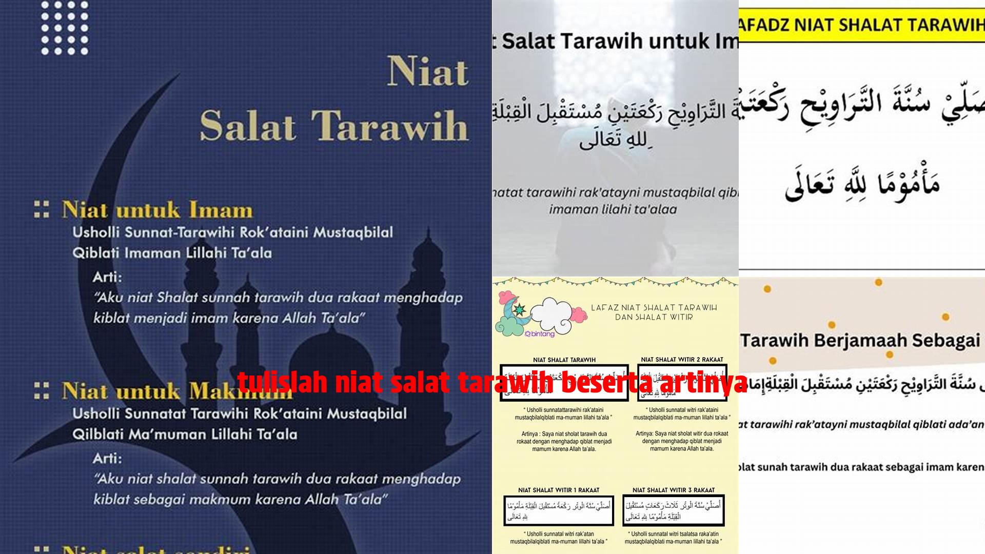 Tulislah Niat Salat Tarawih Beserta Artinya